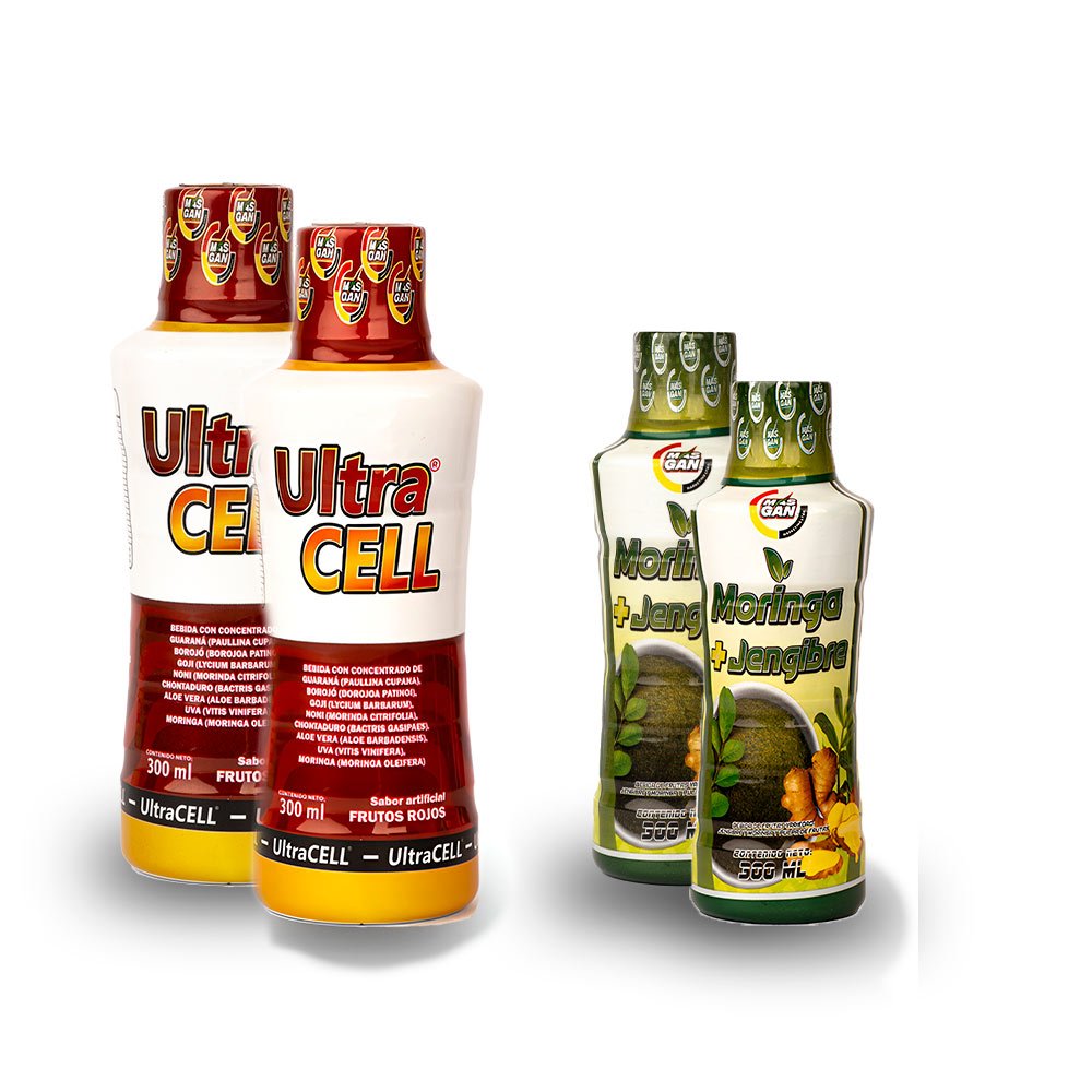 2 Ultracell 300ml + 2 Moringa Jengibre de 300ml